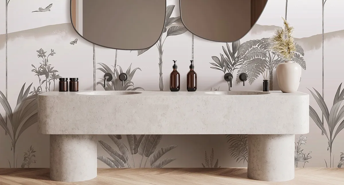 Tropical Wallpaper in Powder Rooms